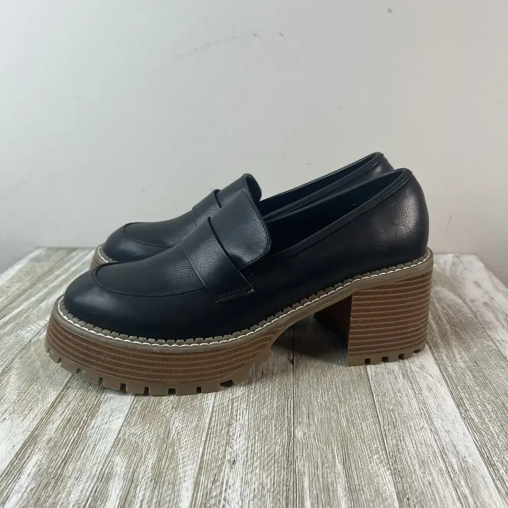 MIA Dahlia Shoes Chunky Platform Loafers 9 Black Dark Academia Goth Lug Sole